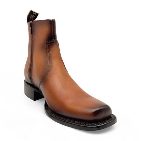 The Western Shops Men’s Leather Ankle Western Boot, Side Zipper, Square Toe