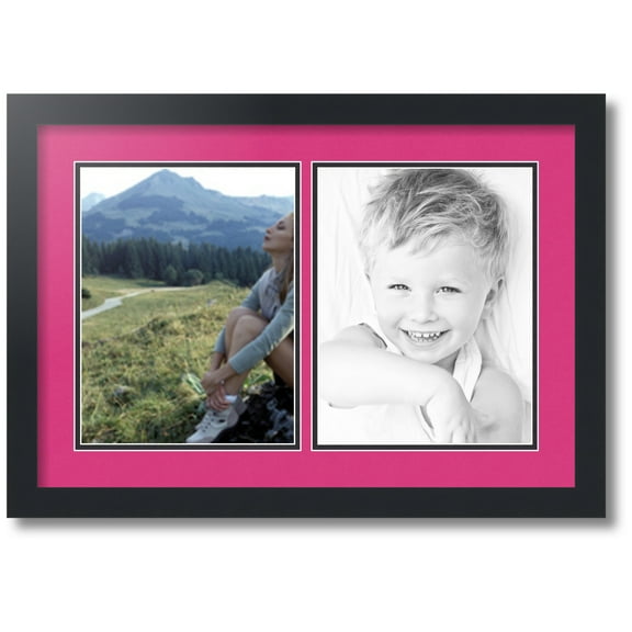 ArtToFrames Collage Photo Picture Frame with 2 - 8.5x11" Openings, Framed in Black with Tulip and Black Mats (CDM-3926-38)