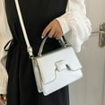 thumbnail image 4 of Stylish and simple handbag retro one-shoulder crossbody bag artificial leather flip small square bag - silver, 4 of 5