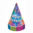 thumbnail image 1 of Unique Party - Sombreros de Fiesta Brilliant Cumpleaños - Packs de 8 (Multicolor), 1 of 2