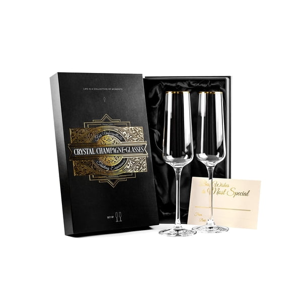 Copas de champán Glassique Cadeau con borde dorado, juego de 2