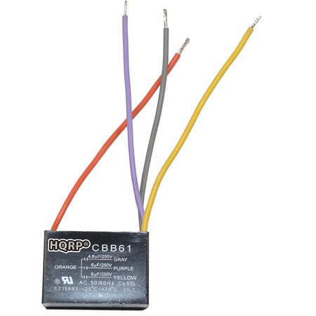 Hqrp Ceiling Fan Capacitor Cbb61 4 8uf 6uf 6uf 4 Wire Hqrp