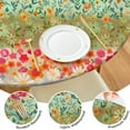 thumbnail image 4 of Vibrant Boho Floral Print Tablecloth - Elastic Hem Fits 52-56 Inch Round Tables - Stretchable Table Cover for Kitchen, 4 of 7