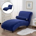 thumbnail image 4 of yuksok Machine Washable Chaise Lounge Cove Easy Care Polyester Decorative Non-Slip Cozy Navy Blue, 4 of 9