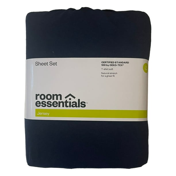 Room Essentials TShirt Soft Jersey Knit Sheet Set Navy Blue Twin XL