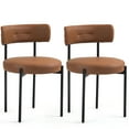 thumbnail image 2 of Homhum Mid-Century Modern Dining Chairs Set of 2, Upholstered Boucle Chairs, Indoor, Brown/Black, 2 of 7