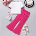thumbnail image 5 of RMGVDSD Girls 2 Piece Summer Outfits Fashion Clothes For Girl Heart Print Short Sleeve Tops And Bell Bottom Pants School Casual Kids Clothing Sets 9-10 Years, 5 of 8