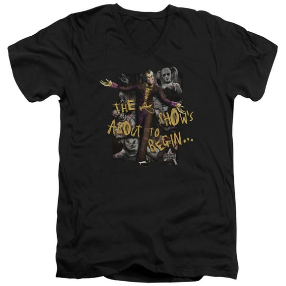 Batman Arkham City About To Begin S/S Adult V-Neck T-Shirt Black