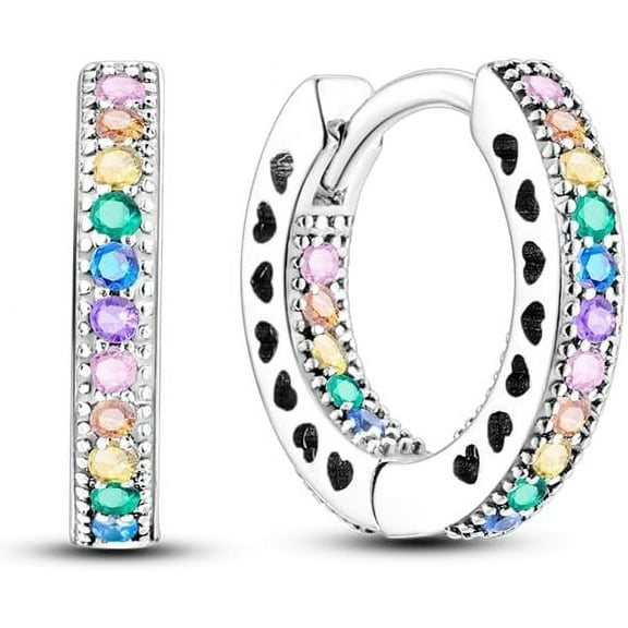 925 Sterling Silver Earrings For Women Hoop Earrings Colorful Earrings Cubic Zirconia Hypoallergenic Huggie Earrings[Z1319]