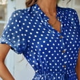 thumbnail image 6 of UoCefik Womens Dresses for Wedding Guest Polka Dot Button Down Tie Waist Midi Dress Y2k Elegant Short Sleeve Vacation Dresses Blue XXL, 6 of 7