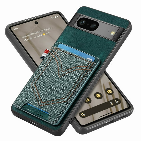 ELEHOLD for Google Pixel 6 Pro, Wallet Phone Case,Slim Leather Shockproof Lens Protector with Card Slot Anti-Scratch Case Cover,Support Magnetic Car Mount, green
