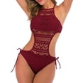 thumbnail image 2 of Cheers US Women's Crochet One Piece Swimsuits High Waist Bathing Suit Sexy Hollow Monokini Swimwear, 2 of 7