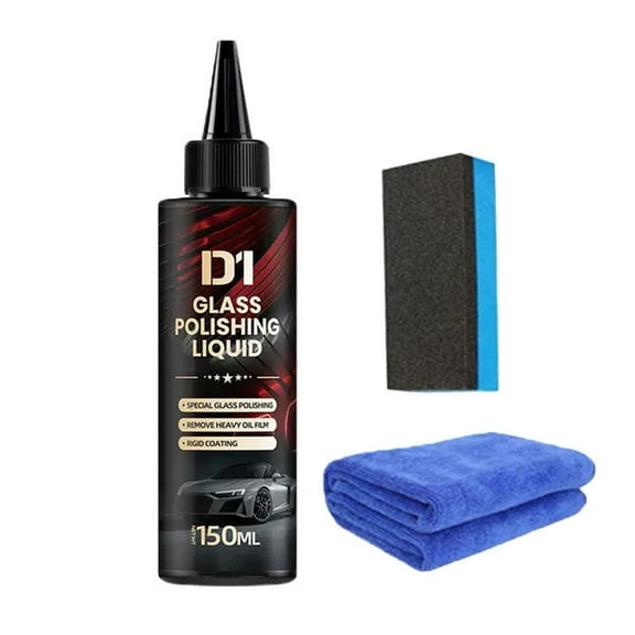 D1 Glass Polishing Liquid,Auto Glass Scratch Care Polishing Fluid,Car Glass Oil Film Remover & Auto Scratch Repair Compound,Anti-Fog Hydrophobic Coating Spray,Removes Swirls,Scratches
