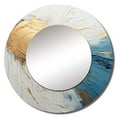 thumbnail image 2 of Designart "Cosmic Paint In Gold And Blue" Abstract Painting Beige Large Round Mirror - Round Bedroom Mirror Wall Decor - Modern Round Printed Mirror - 23" x 23", 2 of 6
