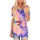 thumbnail image 3 of Qarigey Camiseta de mujer con cuello en V de manga corta Camiseta de mujer con cuello en V Top Tie Dye Blusa informal de verano Prendas para la parte del cuerpo Azul amarillo METRO Qarigey AP003160-32, 3 of 6