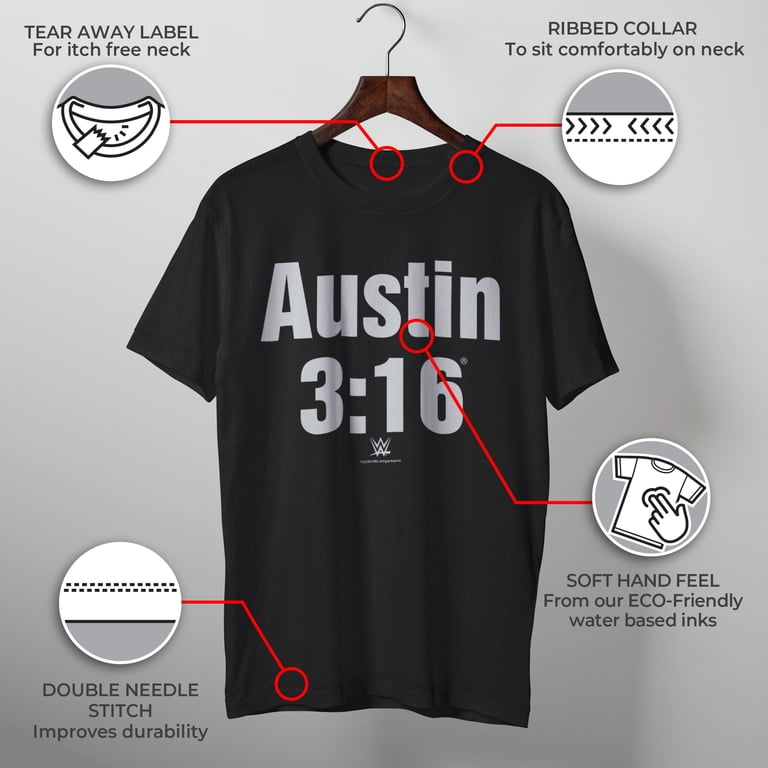 WWE Men's Stone Cold Steve Austin 3:16 Graphic Tee, Black, 3X