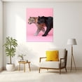 thumbnail image 6 of Contrast Tawny Leopard Black Panther Side Profile Solid Blush Pink Framed Canvas Wall Art,Modern Dual tiger Decor for Bedroom Lounge Ready to Hang-12"L x 8"W, 6 of 10