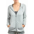 thumbnail image 3 of Sofra Women's Cotton Comfort Zip Up Hoodie Jersey Sweater - Heather Gray - XL, 3 of 4