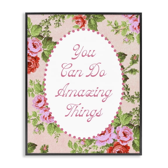 Stupell Industries Cottage You Can Do Amazing Things with Vintage Florals Black Framed Giclee Art, 11 x 14, by Lil' Rue