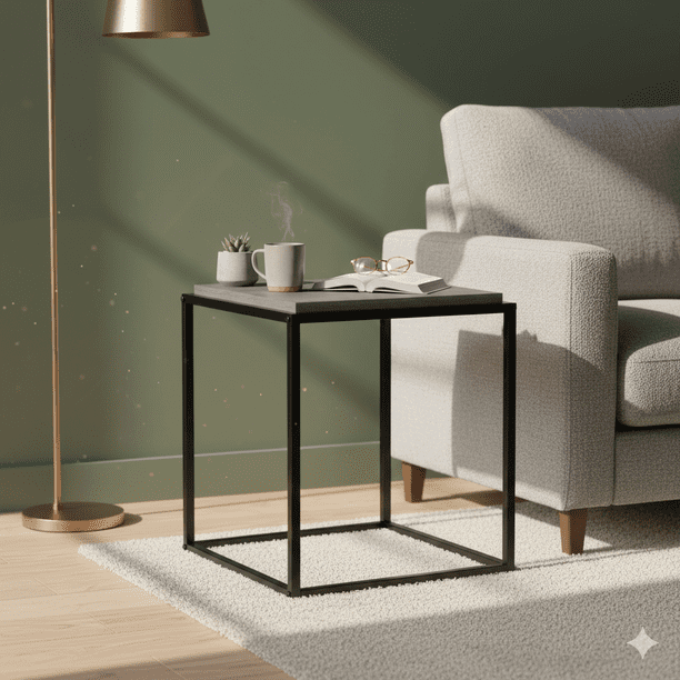 Mesa de Centro Apoyo Lateral Minimalista Marrón Oscuro – Mueble Moderno para Sala y Hogar – EKE