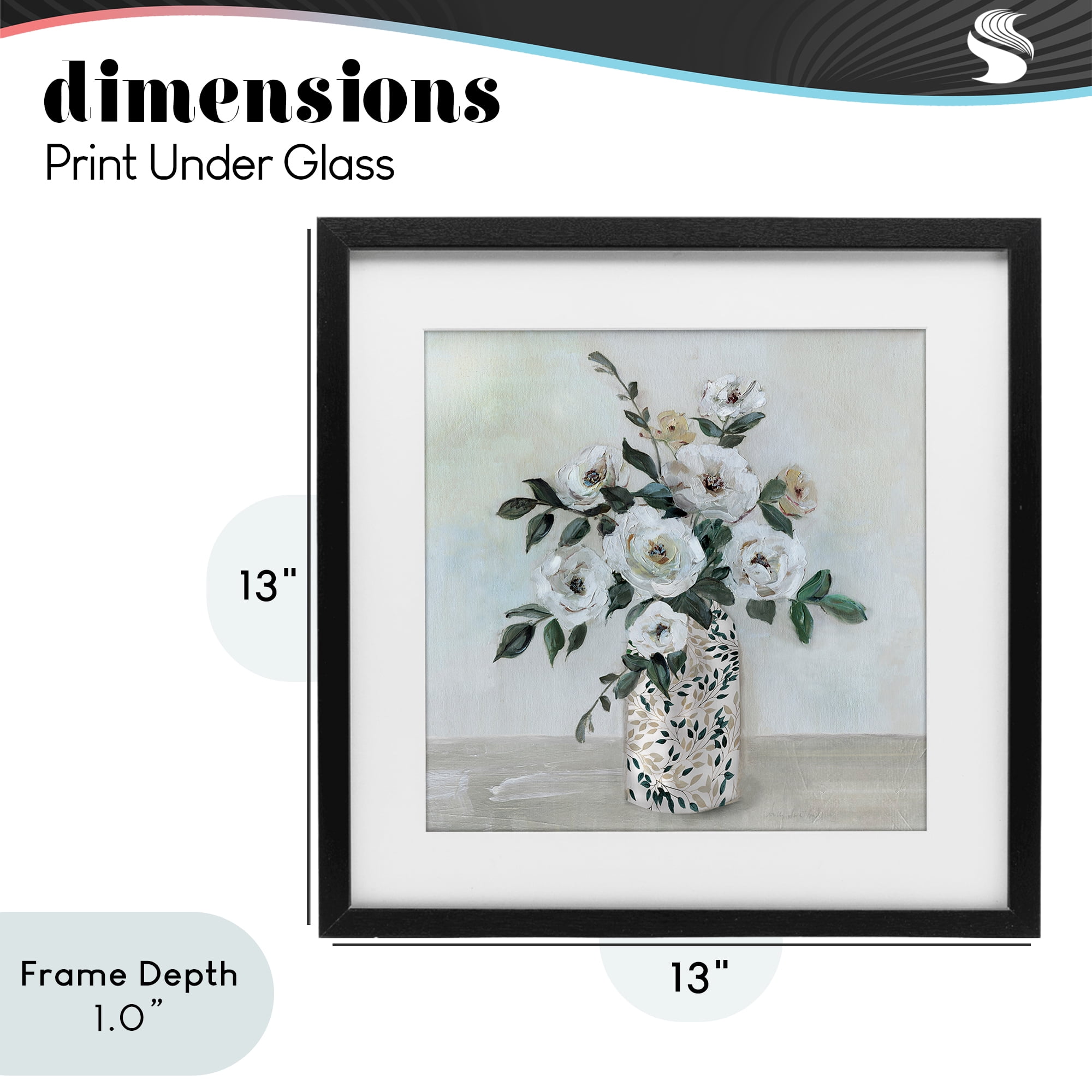 Stupell Industries Leaf Patterned Flower Vase Black Framed Print Under Glass, design by Sally Swatland