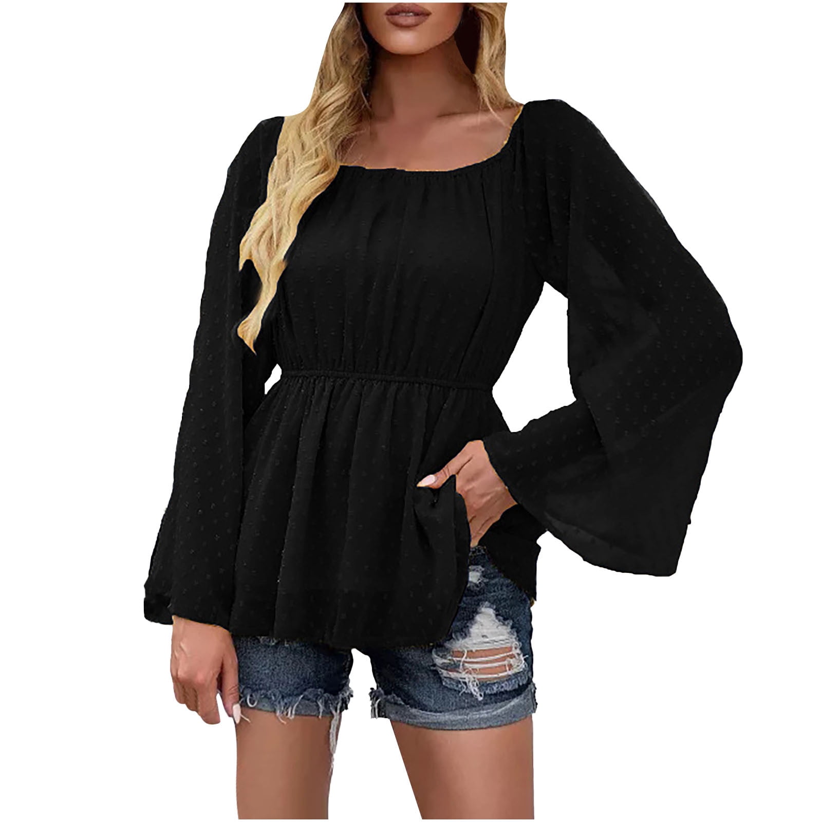black flowy sleeve top