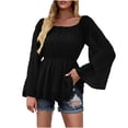 thumbnail image 1 of Pompotops Mode Femmes Casual Slim Solide Pulls Col Rond à Manches Longues O-Col Tops, 1 of 8