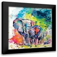 thumbnail image 1 of Kovacs, Anna Brigite 12x12 Black Modern Framed Museum Art Print Titled - Elephant with Baby, 1 of 5