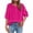 Hot Pink, variant on Women 3/4 Puff Sleeve Tops Embroidered Tees Blouses Crew Neck Summer Boho Shirts for Travel Hot Pink 2XL
