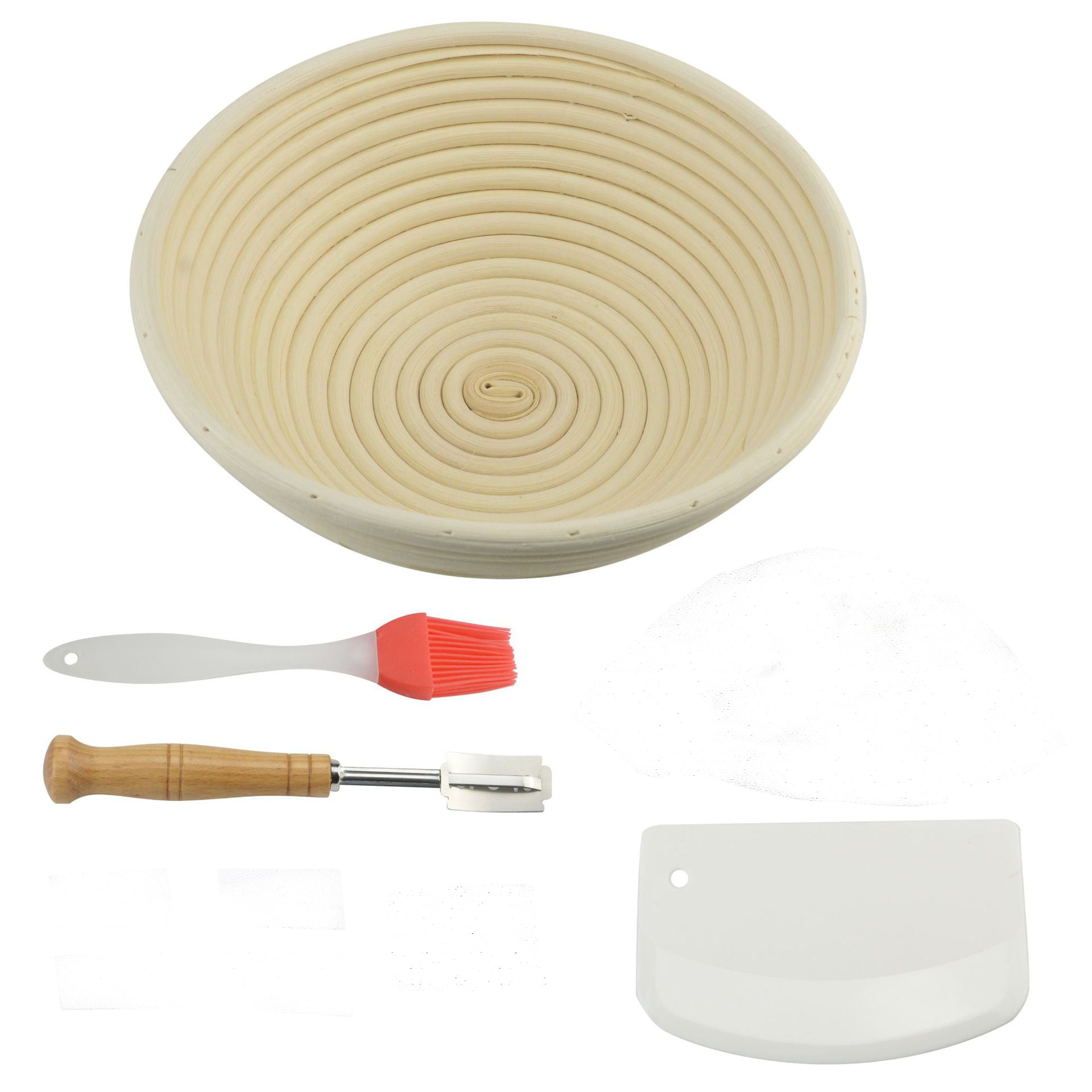 Details about   2 Round 9" Bread Banneton  Proofing Basket Linen Liner Dough Scraper and Lame 