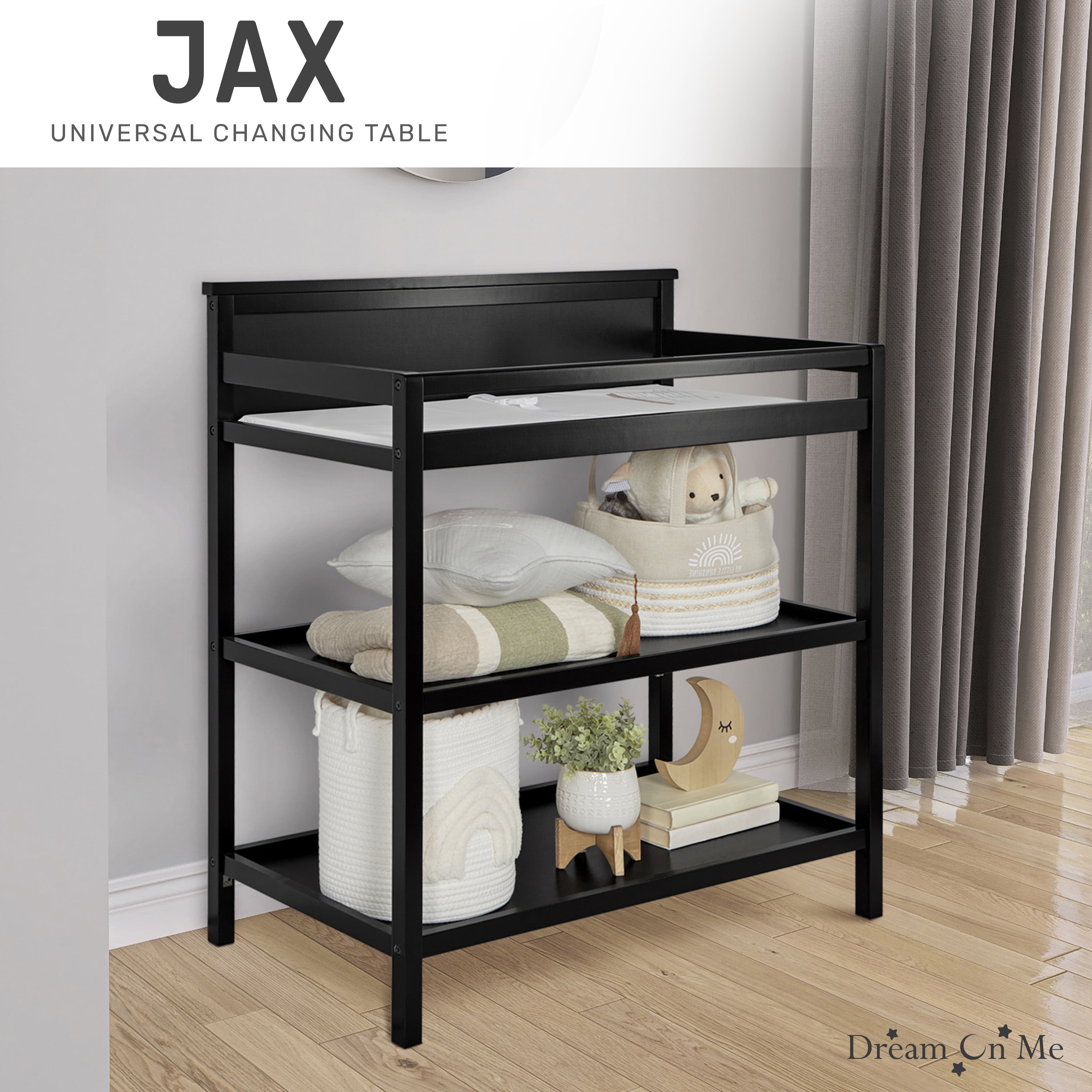 Dream On Me Jax Universal Changing Table, Matte Black