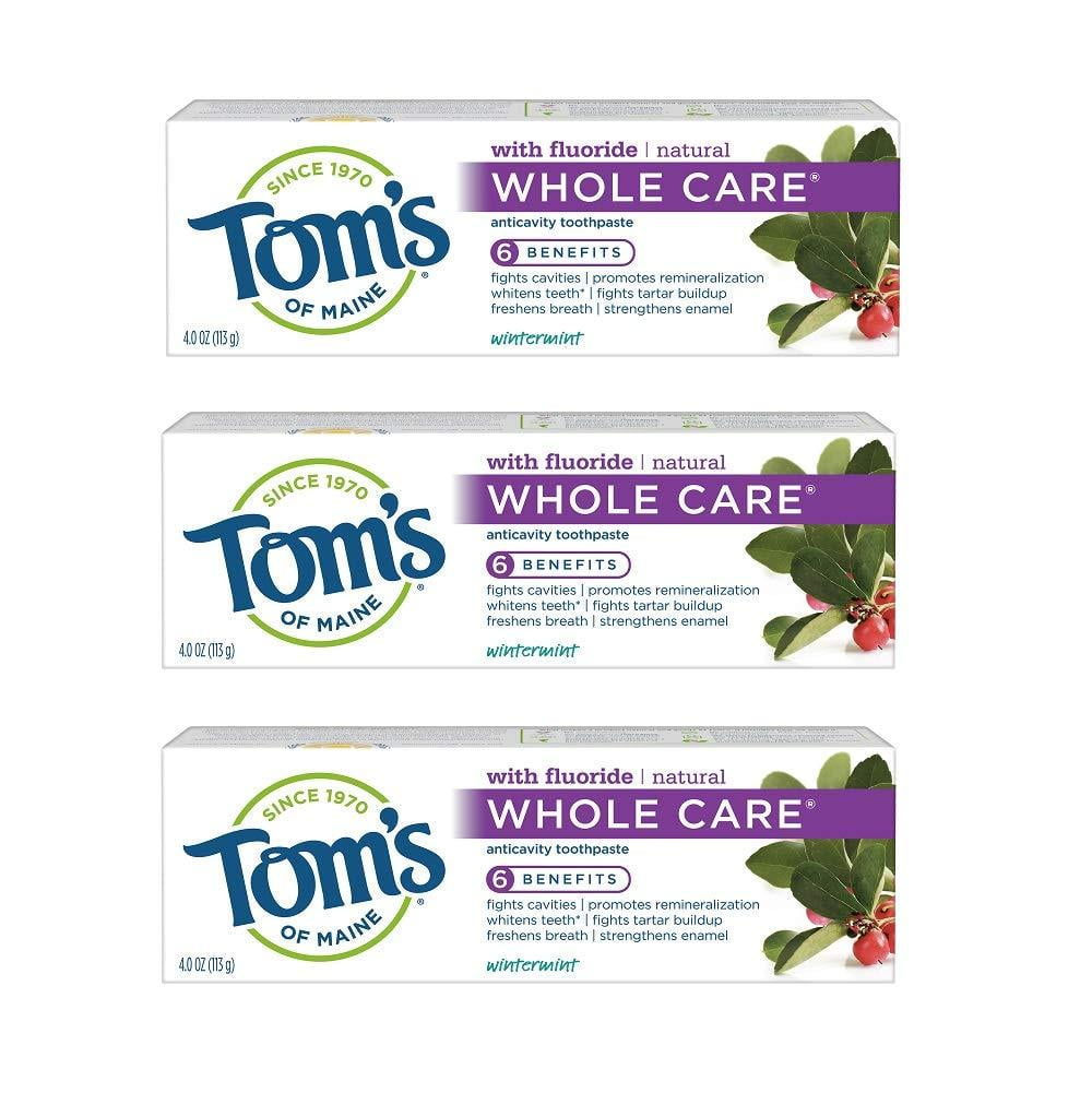 Tom's of Maine Whole Care Toothpaste, Toms Toothpaste, Natural Toothpaste, Wintermint, 4.0 Ounce