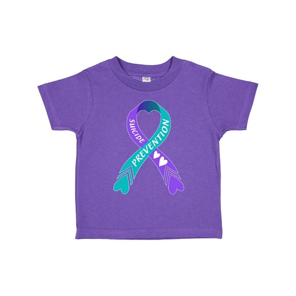 Inktastic Suicide Prevention Blue and Purple Ribbon with Hearts Boys or Girls Toddler T-Shirt