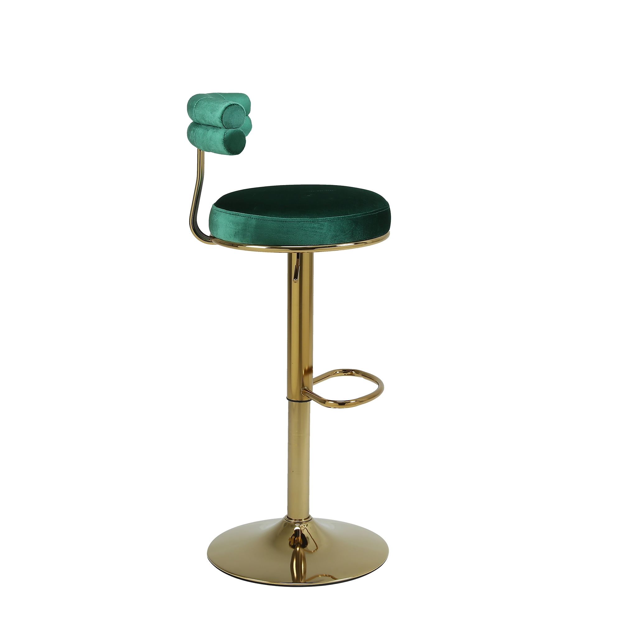 Kadyn Adjustable Swivel Bar Stools Chair with Back and Footrest, Set of 2, Green