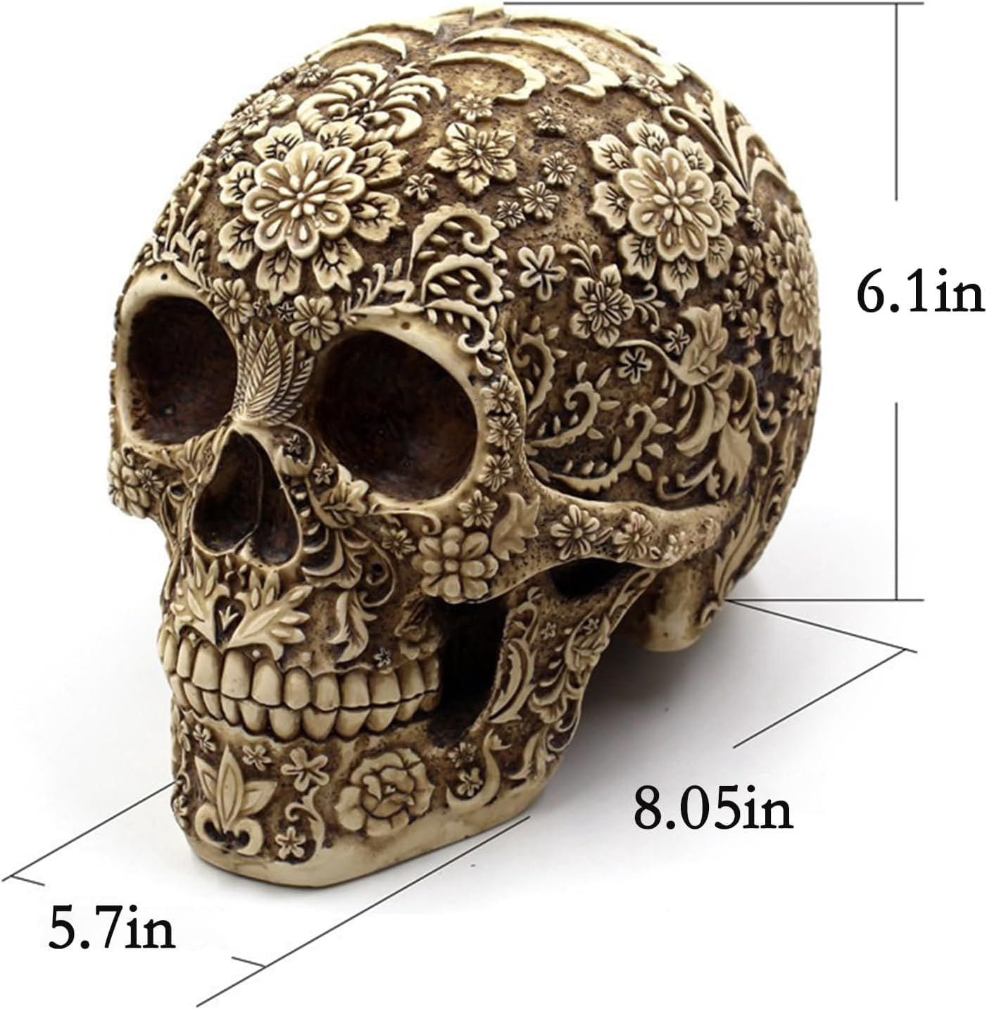 Skull Statue 8.2x5.9x6.3 Inch with Intricate Mechanical Design for Gothic Decor