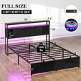 thumbnail image 2 of Homieasy Full Size Bed Frame with Sliding Doors Headboard, Platform Bed Frame with Power Outlet & LED Light, Ample Storage, Modern Bed Frame for Bedroom, Dorm Room, 85"L x 55"W x 43.3"H, Black, 2 of 7