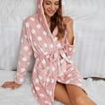 thumbnail image 4 of CNKOO Premium Womens Fleece Robe Hooded design Soft Plush Warm Fuzzy Bathrobe Pink S/ML, 4 of 6
