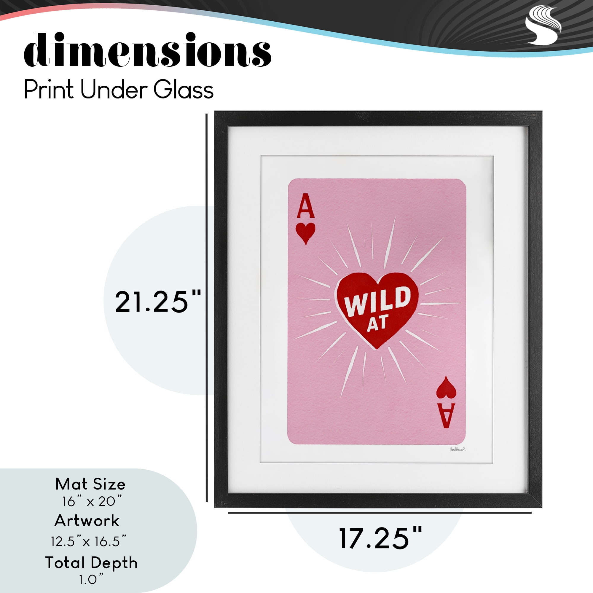 Wild At Heart Card Black Framed Print Under Glass, design by Amanda Greenwood