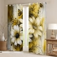 thumbnail image 2 of Manfei Retro Yellow Flower Black Out Curtains for Girls, Watercolor Floral, Gold Gray Ombre Bedroom Curtains, Luxurious Room Decor, 2 of 5