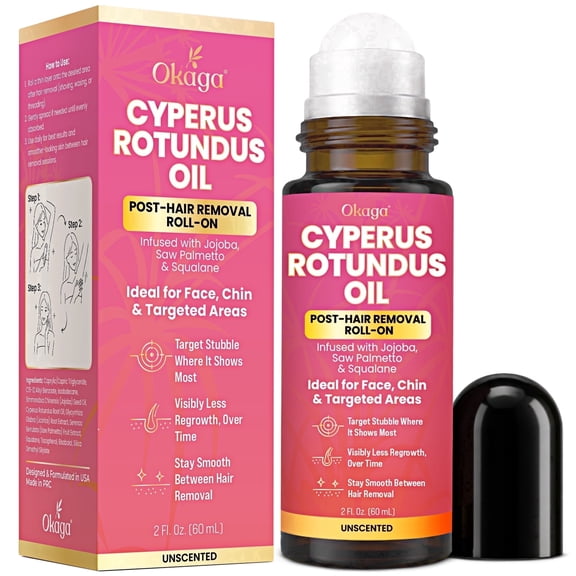 Okaga Cyperus Rotundus Oil For Hair Removal - Post Wax Oil - Infused with Jojoba - Reduces Unwanted Hair Growth - Non-greasy Body Oil - Moisturizes And Soothes Skin - 2.02 fl oz