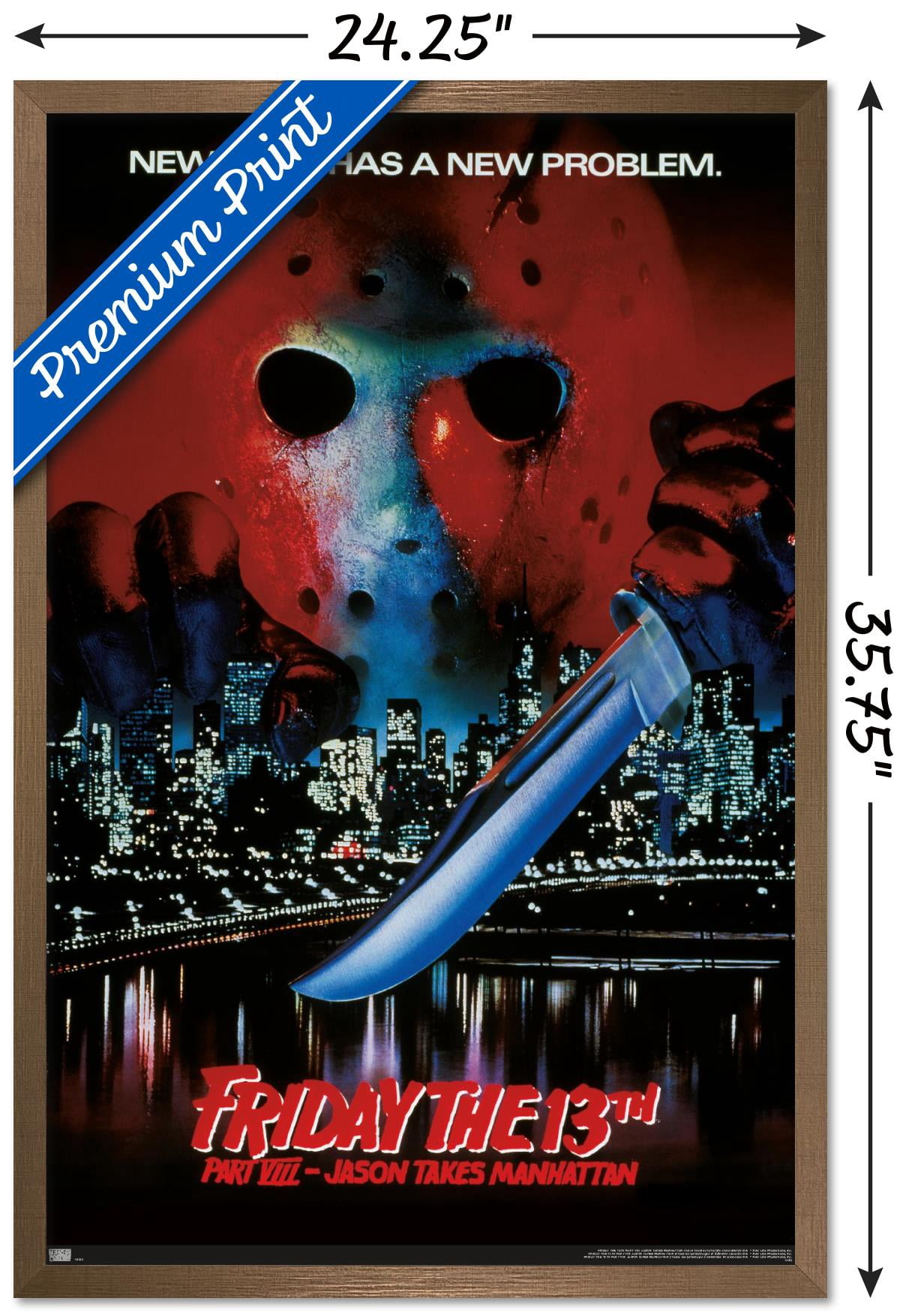Friday The 13th Part ViII: Jason Takes Manhattan - One Sheet Wall Poster, 22.375" x 34", Framed