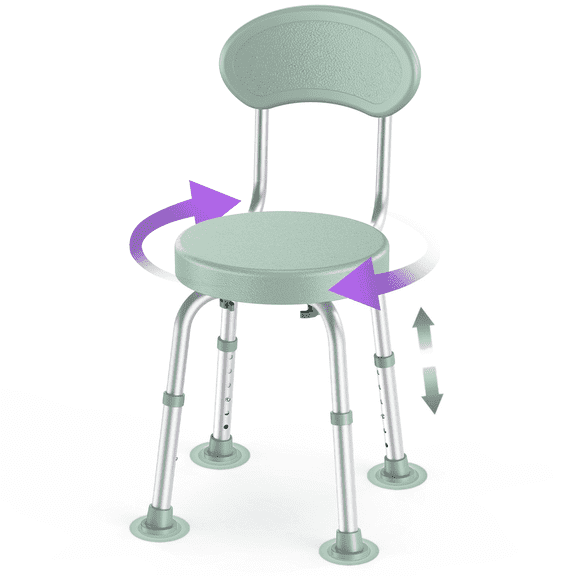 Kekoy Swivel Shower Chair, 360° Rotating Shower Seat with Backrest for Elderly and Disabled, Height Adjustable Tub Bench for Inside Shower Stool & Bath Tub Seat for Narrow Space