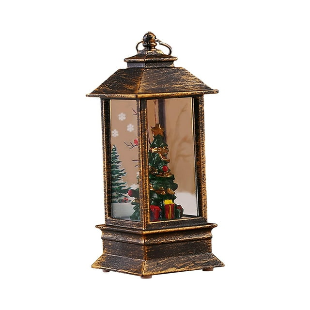 Linterna navideña iluminada con forma de globo de nieve, estatuilla de escritorio, adorno navideño decorativo para escritorio de Navidad, decoración Árbol de Navidad