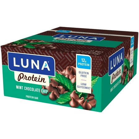 Clif Bar - Luna Protein Bars Box for Women Mint Chocolate Chip - 12 Bars
