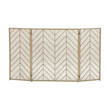 Antique Brass Fireplace Screen - Durable Metal Fire Screen