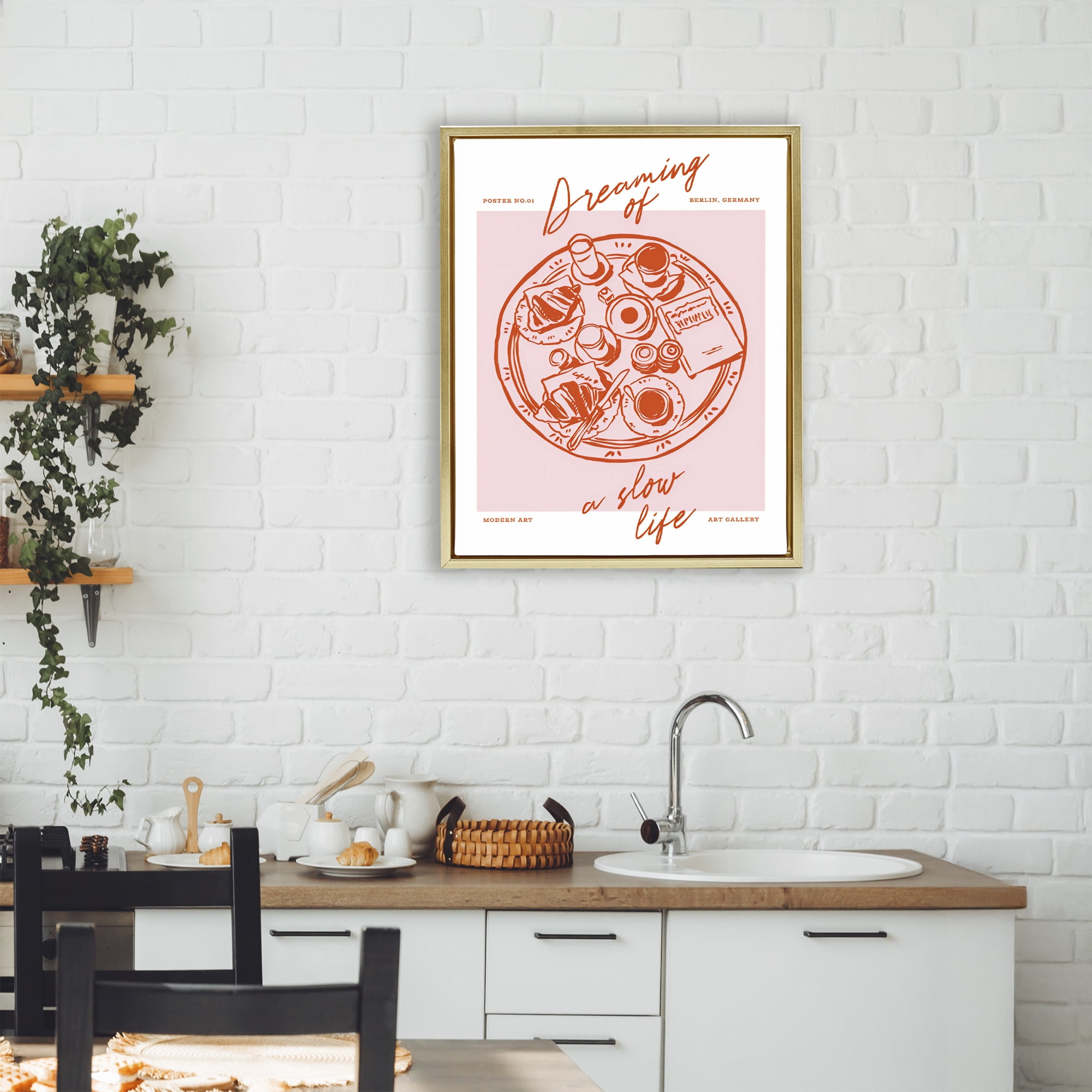 Stupell Industries Dreaming Of A Slow Life Gold Framed Floater Canvas Wall Art, design by The Prints Vibe