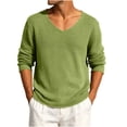 thumbnail image 5 of HAOTAGS Men’s V-Neck Long Sleeve Knit Sweater Casual Loose Fit Lightweight Ribbed Pullover Tops Army Green Size 2XL, 5 of 9