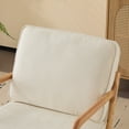 thumbnail image 6 of Modern Accent Chair, Mid-Century Solid Wood Arm Chair, Upholstered Reading Chair with Lumbar Pillow, Sofa Side Chairs for Living Room Bedroom Guest Room, Beige/C, 6 of 8