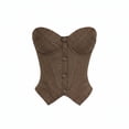 thumbnail image 4 of LEAVINGSUO Corset Tops for Women Vintage Court Style Plaid Strapless Shaping Top Boned Slim Waist Pointed Hem Bustier Club Daily Outfit Coffee L, 4 of 6