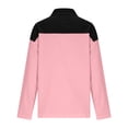 thumbnail image 5 of Homenesgenics Womens Tops Plus Size Spring Cotton-Linen Long Sleeve Collared Button-Up Color-Block Pullover Relaxed Fit Top/Shirt Pink S, 5 of 7